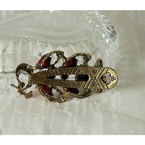 Peacock Pink Rhinestones Faceted Accents Clip Hair Barrette - Picture 2 of 3